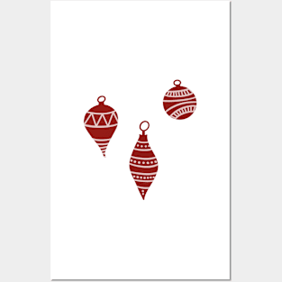 Cute Christmas Tree Ornament Doodle in Cranberry Red Posters and Art